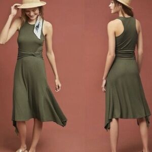 Anthropologie Kingsolver Army Green Midi dress